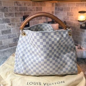 Louis Vuitton Damier Azur Hobo Bag - Cream and Tan